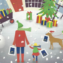 Colourful vector illustration of Christmas shopping
