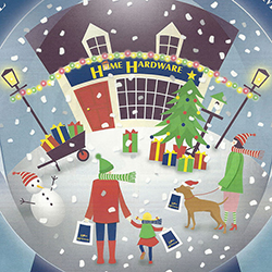 Vector illustration of a Christmas shopping scene